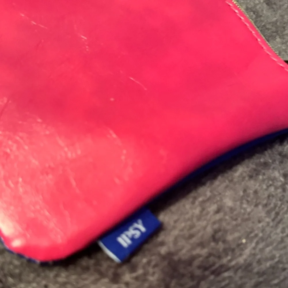 Ipsy Faux Leather Pink & Blue Glam Bag